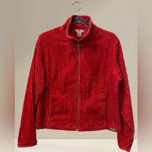 Woolrich Plush Corduroy Holiday Red Zip Jacket Womens Size Medium